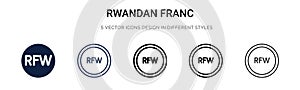 Rwandan franc icon in filled, thin line, outline and stroke style. Vector illustration of two colored and black rwandan franc