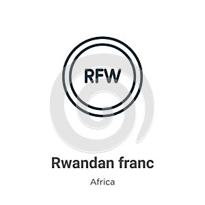 Rwandan franc outline vector icon. Thin line black rwandan franc icon, flat vector simple element illustration from editable