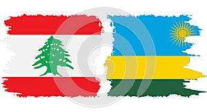 Rwandan and Lebanon grunge flags connection vector