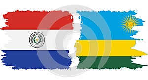 Rwandan and Paraguay grunge flags connection vector