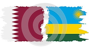 Rwandan and Qatar grunge flags connection vector