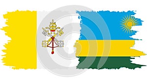 Rwandan and Vatican grunge flags connection vector