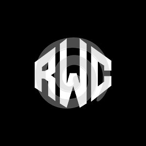RWC letter logo design with polygon shape. RWC polygon and cube shape logo design. RWC hexagon vector logo template white and