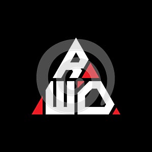 RWO triangle letter logo design with triangle shape. RWO triangle logo design monogram. RWO triangle vector logo template with red