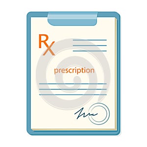 RX form doctor prescription for the purchase of receipt of medicines at pharmacy.