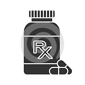 Rx pill bottle glyph icon