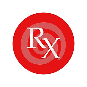 Rx prescription icon red color for medical design