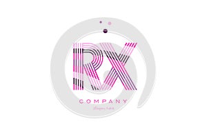 rx r x alphabet letter logo pink purple line icon template vector
