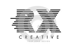 RX R X Zebra Letter Logo Design with Black and White Stripes