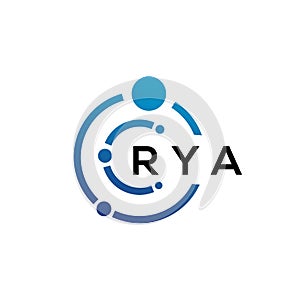 RYA letter technology logo design on white background. RYA creative initials letter IT logo concept. RYA letter design