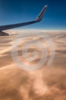 Ryanair wing at sunset