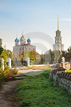 Ryazan Kremlin on autumn - ansamble of ortodox church