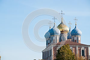 Ryazan Kremlin on autumn - ansamble of ortodox church