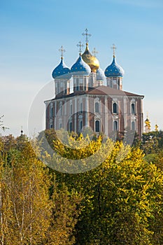 Ryazan Kremlin on autumn - ansamble of ortodox church