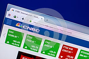 Ryazan, Russia - April 29, 2018: Homepage of CNBC website on the display of PC, url - CNBC.com.