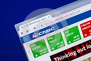 Ryazan, Russia - April 29, 2018: Homepage of CNBC website on the display of PC, url - CNBC.com.