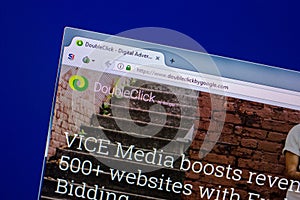 Ryazan, Russia - April 16, 2018 - Homepage of DoubleClick by Google ad service on PC, url - doubleckickbygoogle.com.