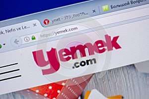 Ryazan, Russia - June 05, 2018: Homepage of Yemek website on the display of PC, url - Yemek.com.