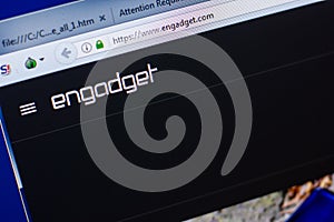 Ryazan, Russia - May 08, 2018: Engadget website on the display of PC, url - Engadget.com.