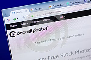 Ryazan, Russia - May 27, 2018: Homepage of DepositPhotos website on the display of PC, url - DepositPhotos.com.