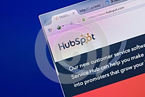 Ryazan, Russia - May 13, 2018: HubSpot website on the display of PC, url - HubSpot.com.