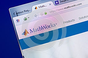 Ryazan, Russia - May 08, 2018: Math Works website on the display of PC, url - MathWorks.com.