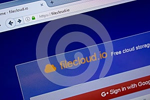 Ryazan, Russia - September 09, 2018: Homepage of File Cloud website on the display of PC, url - FileCloud.io