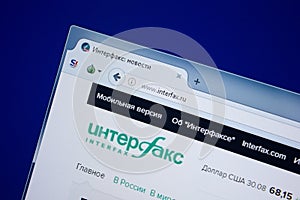 Ryazan, Russia - September 09, 2018: Homepage of Interfax website on the display of PC, url - Interfax.ru