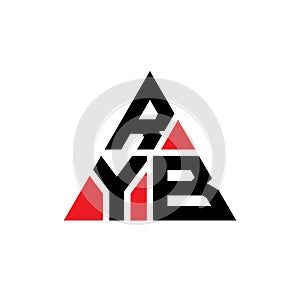 RYB triangle letter logo design with triangle shape. RYB triangle logo design monogram. RYB triangle vector logo template with red