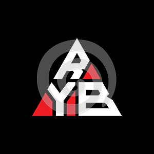 RYB triangle letter logo design with triangle shape. RYB triangle logo design monogram. RYB triangle vector logo template with red