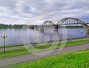 Rybinsk bridge over Volga river.