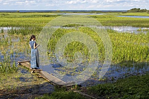 Rybinsk reservoir on the site of Vesyegonsk - the northernmost city of the Tver region