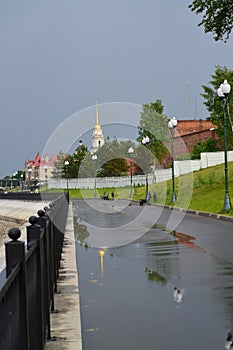 Rybinsk. Volzhskaya Embankment after a thunder-storm