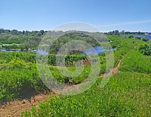 Rybinsk water Reservoir landscape. Perebory, Rybinsk, Yaroslavl region. Russia