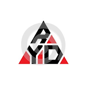 RYD triangle letter logo design with triangle shape. RYD triangle logo design monogram. RYD triangle vector logo template with red