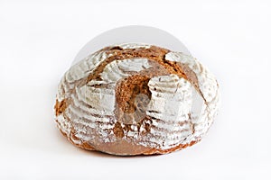 Rye artisan rustic loaf isolated on white background