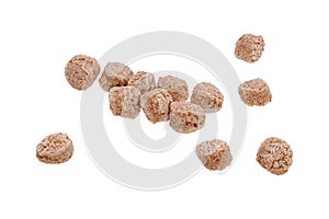 rye bran in the form of balls isolated on white background