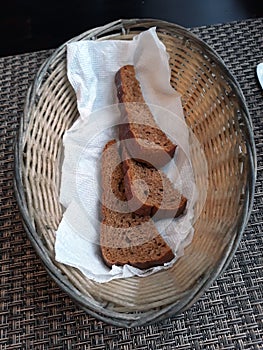Rye bread in a basket