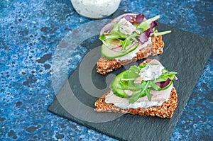 Rye bread crostini