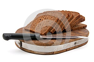 Rye bread on cutting board