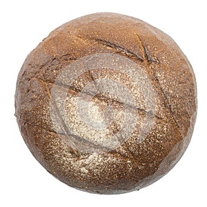 Rye bread on white background isolate top view
