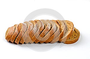 Rye bread on white background