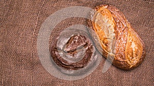 Rye bread,white bread on the table close-up,with space