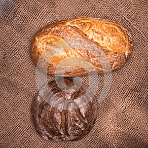 Rye bread,white bread on the table close-up,with space