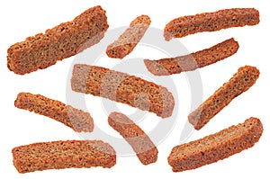 Rye crackers stick set on white