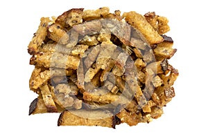 Rye croutons with seeds isolate white background