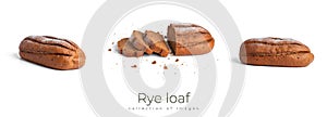 Rye loaf isolated on a white background.