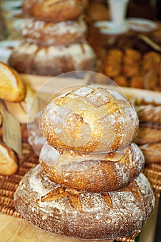 Rye round freshly baked bread