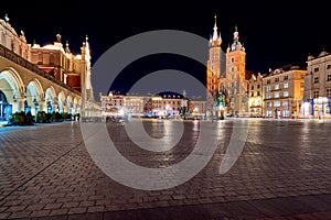 Rynek Glowny, Krakow in night photo