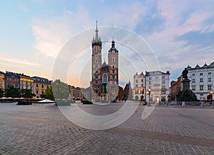 Rynek Glowny - The main square of Krakow in the morning